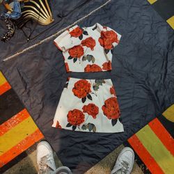 Dolce & Gabbana Two Piece Top And Mini Skirt Size Large