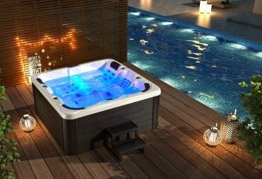 NEW Outdoor 6 Person Double Lounger Hot Tub Spa Fully Loaded 4 Pump 3HP Hard Top Included