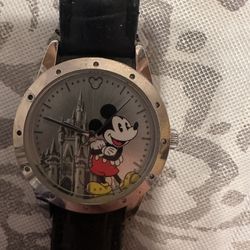 Walt Disney World Limited Release Mickey Mouse Cinderella Castle Watch Leather. No box. No scratches on crystal. New battery installed.