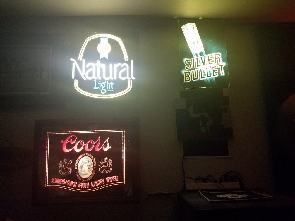 Bar lights beer signs