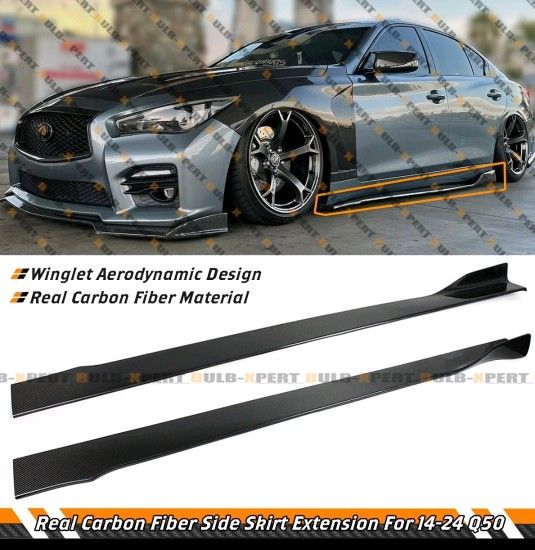 2014-2024 Infiniti Q50 Carbon Fiber Access Style Side Skirt Extension Splitter