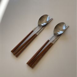 Spoon And Chopsticks Sets - Set Of 2