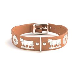 Appenzeller (Swiss) Leather Dog Collar Tan/Silver