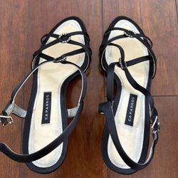 Womens Size 6.5 Caparros Black Satin Ladonna Pumps WORN 1x
