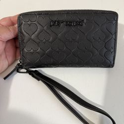Betsy Johnson Black Zip Around Wallet