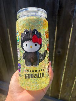 Hello Kitty Godzilla Glitter plastic Cup