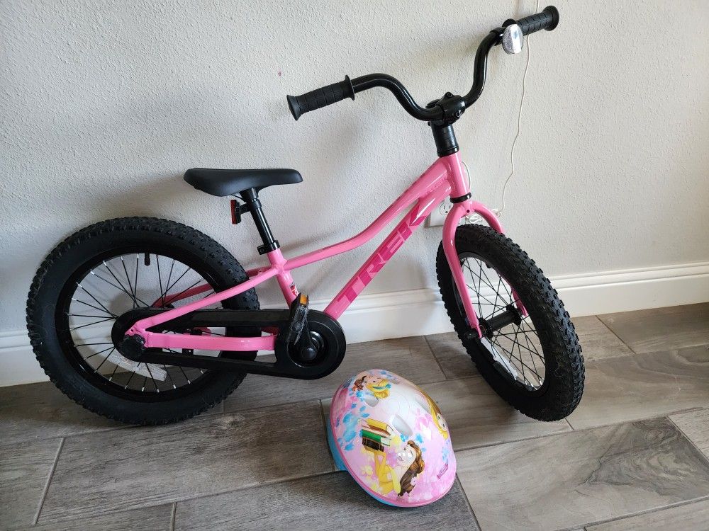 Trek Precaliber Bike For Kids With Training Wheels And Princess Helmet
