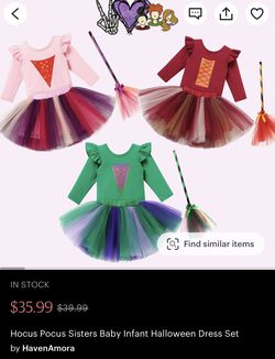 2 Baby Girls Sanderson Sisters Witch Costumes