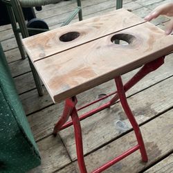 Folding Seat Redwood Heart With Metal Frame