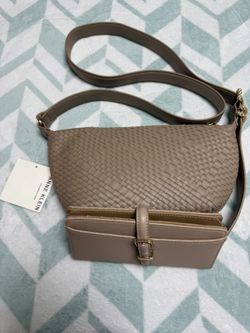 Anne klein bag and wallet, Tan and brown leather crossbody bag #tanleather