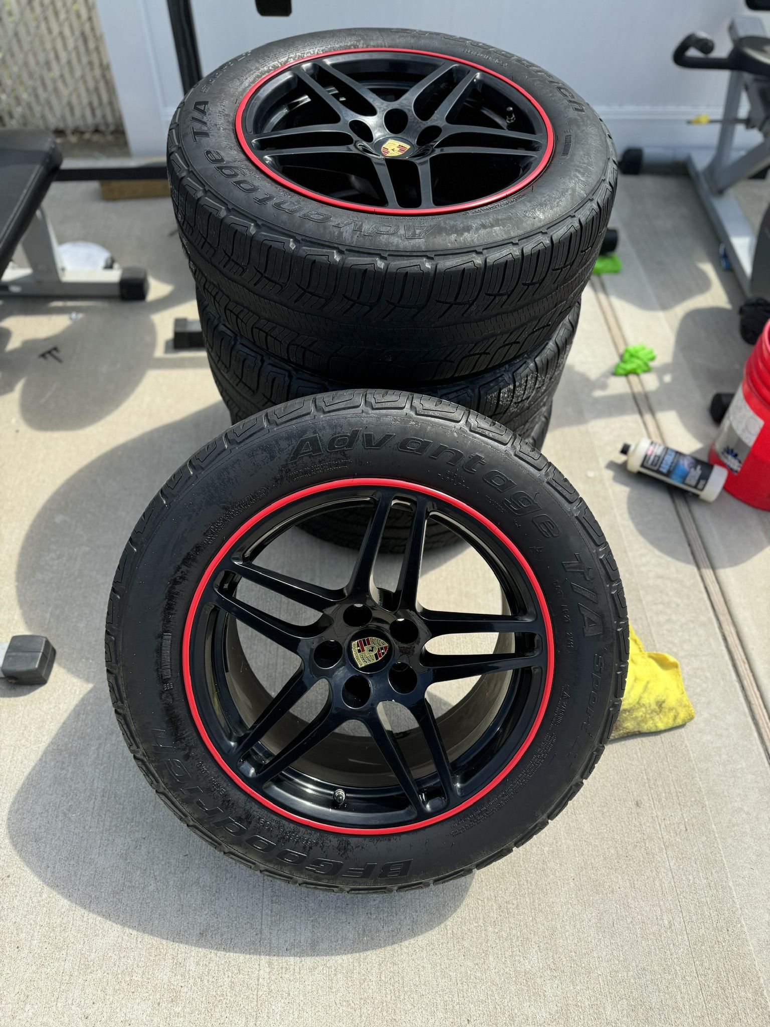 Gloss Black Porsche Rims/Tires Set