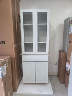 27" sink base with glass cabinet