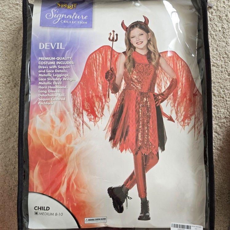 Girls Devil Costume: Medium 8-10