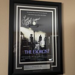 EXORCIST Linda Blair Signed Movie Poster with JSA COA. Measures 18x24