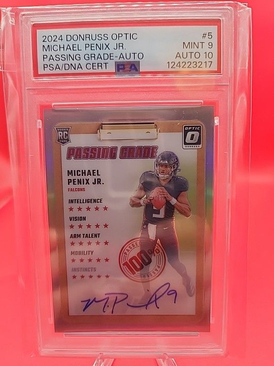2024 Optic Michael Penix Jr Passing Grade Auto /99 Psa 9