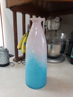 Baby Blue + Pale Pink Murano Glass Vase