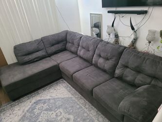 Gray Microfiber Sectional Sofa with Chaise