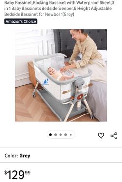 Baby Bassinet,Rocking Bassinet with Waterproof Sheet