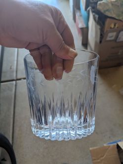 Antique glass medium height wide vase