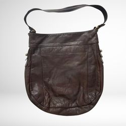 Sabine Chocolate Leather Shoulder Bag with Brushed Gold Hardware