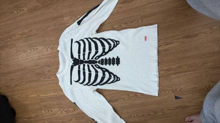 Supreme Men's White Skeleton Graphic Print Pullover Sweatshirt S Long Sleeve