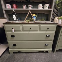 Dresser Refinished In Soft Sage Green Tone
