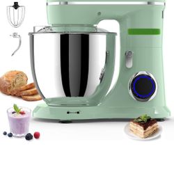 Agave Green, 3-IN-1 Electric Stand Mixer, 6.5QT Bowl 10-Speed Kitchen Mixer, Household Food Mixers include Dough Hook, Beater and Whisk, Bread Cake Mi