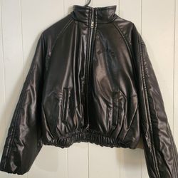 Brand New She Wolf Darc Sport Crop Black Puffed Bomber Jacket NWT
