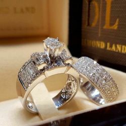*NEW ARRIVAL* 2pc Set White Sapphire Wedding Rings Sz 10 *Other 800 Items**