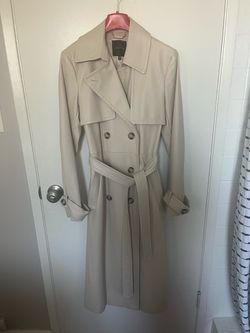 New Faux leather beige long coat