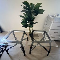 2 Glass top Side Tables 