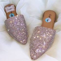 Silver Sparkle Slides Women's Size 6