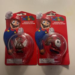 Super Mario Backpack Buddy Keychain Collection - Shyguy & Flying Goomba 