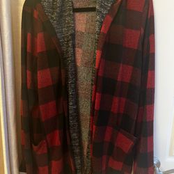 Women Plaid  Cardigan Size Xl 
