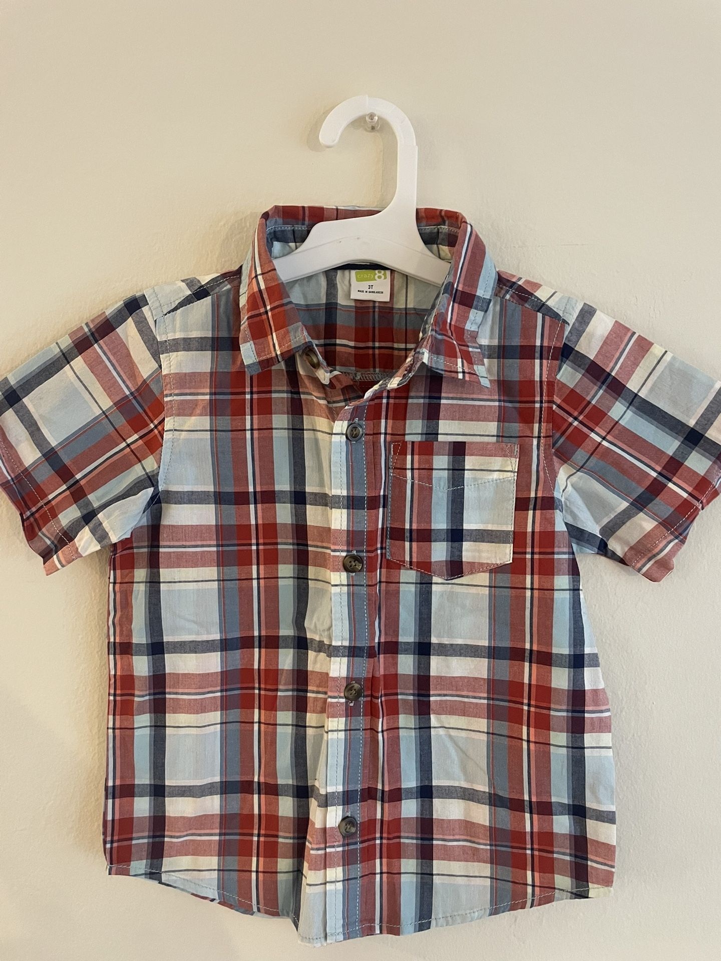 Red White And blue button Up 3t