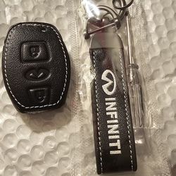 3 Button Leather Case For Infinity With Keychain 