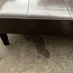 brown leather ottoman 