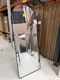 Full-Length Arched Floor Mirror Black Frame