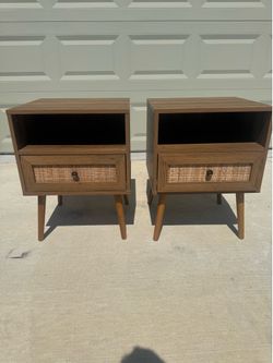 Pr Modern Contemporary Woven Night Stands H23xL18xW16