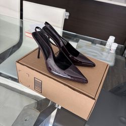 Burgundy Patent Sling Back Heels Size 8.5/39 