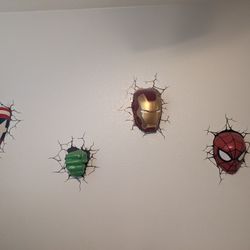 Marvel Lights Popping Through Wall Look. Captain America, Hulk, Iron Man, Spiderman All Light Up