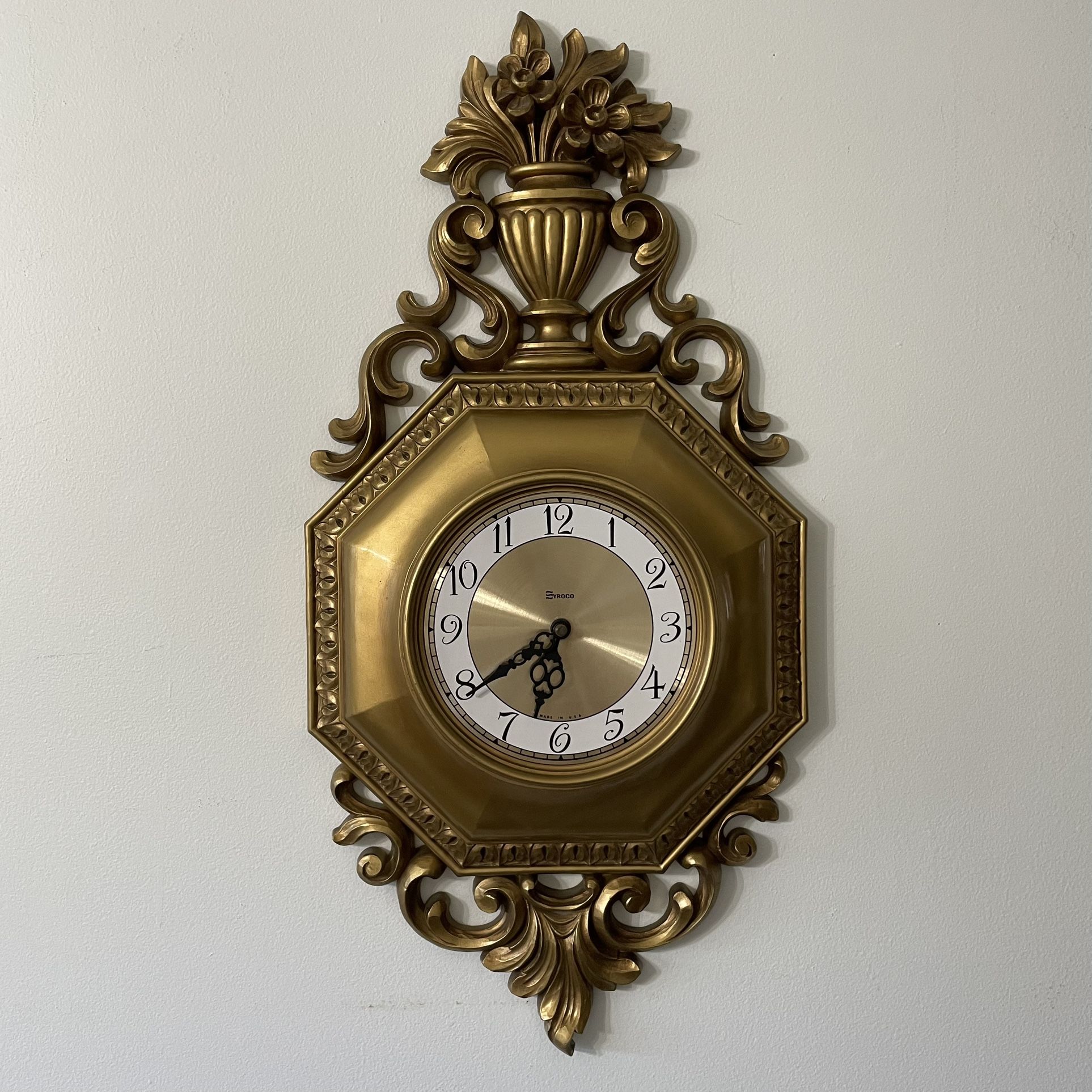 RARE Vtg Syroco Rococo-Style Monumental Composition Wall Clock