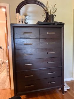 Modern Dark Espresso 6-Drawer Tall Dresser – $100