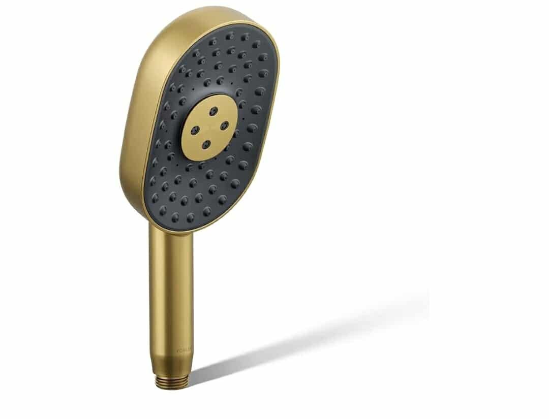 0686: KOHLER 26284-2MB Statement Oblong MULTIFUNCTION HAND SHOWER, Maximum Spray Performance & 3 Spray Experiences, Vibrant Brushed Moderne Brass