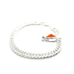 925 Sterling Silver Cuban Double Pave 7.8mm 16.60grams 8” 173092 1