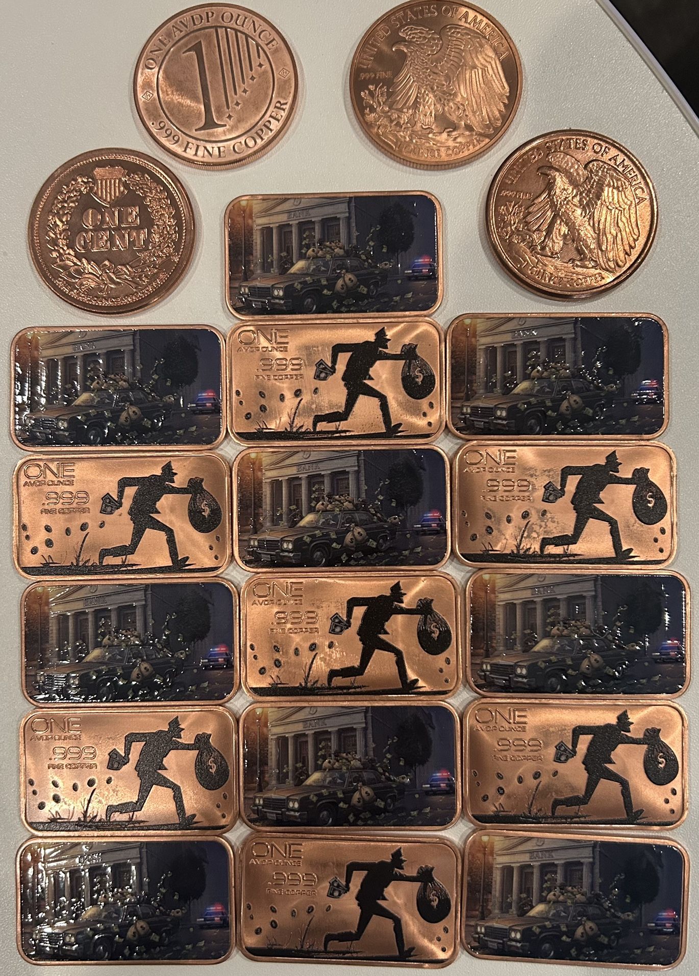 20 Ounces Copper Rounds And Colorized Bars