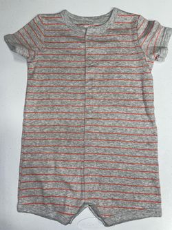 Carters: Baby Crab Gray/Red Striped Romper (24 Months)
