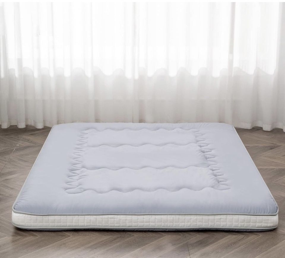 King Size- Dr.Futon Japanese Floor Futon Mattress Extra Thick Folding Roll Up Bed Topper Mat for Guest,Lounger and Tavel