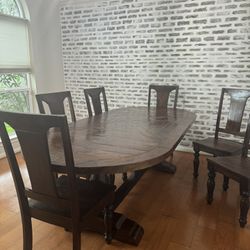 Solid wood 8ft Table W/ 6 Chairs