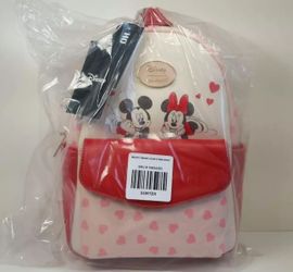 Her Universe Disney Mickey Mouse & Minnie Mouse Hearts Pink Red Mini Backpack